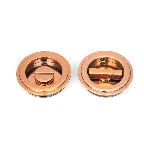 From The Anvil Flush Pull Handles 60mm Polished Bronze  Art Deco Round Pull - Privacy Set