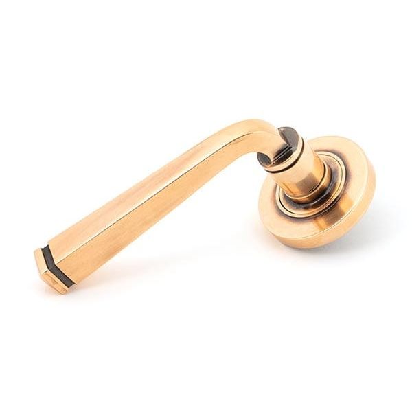 From The Anvil Handles Plain Polished Bronze Avon Round Lever on Rose Set (Plain) - Unsprung