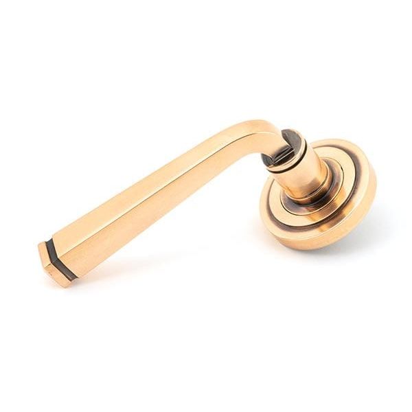 From The Anvil Handles Art Deco Polished Bronze Avon Round Lever on Rose Set (Plain) - Unsprung