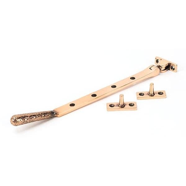 From The Anvil Window Hardware 10" Polished Bronze Hammered Newbury Stay