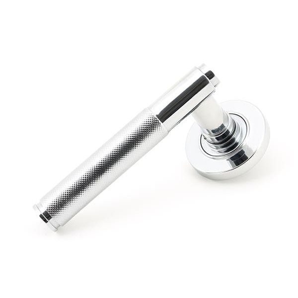From The Anvil Handles Plain Polished Chrome Brompton Lever on Rose Set (Plain) - Unsprung