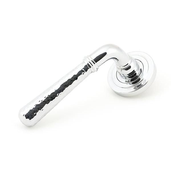 From The Anvil Handles Art Deco Polished Chrome Hammered Newbury Lever on Rose Set (Plain) - Unsprung