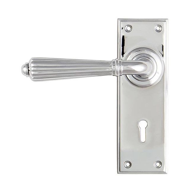 From The Anvil Handles Lock Set Polished Chrome Hinton Lever on Rose Set