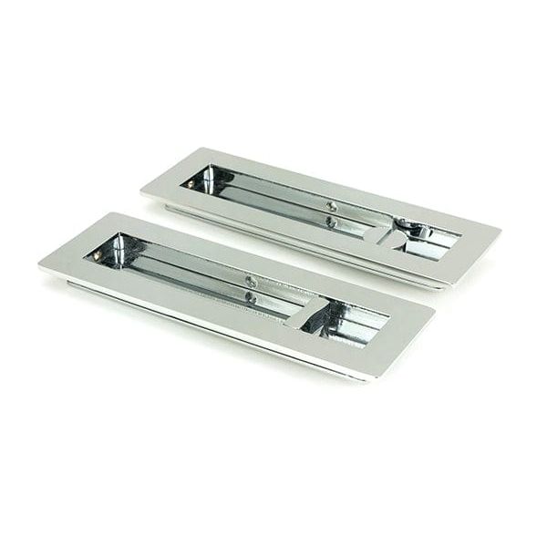 From The Anvil Flush Pull Handles 175mm Polished Chrome  Plain Rectangular Pull - Privacy Set