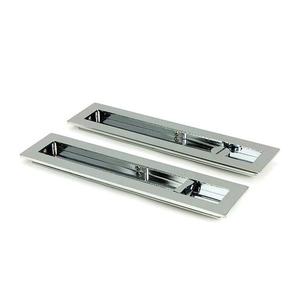 From The Anvil Flush Pull Handles 250mm Polished Chrome  Plain Rectangular Pull - Privacy Set