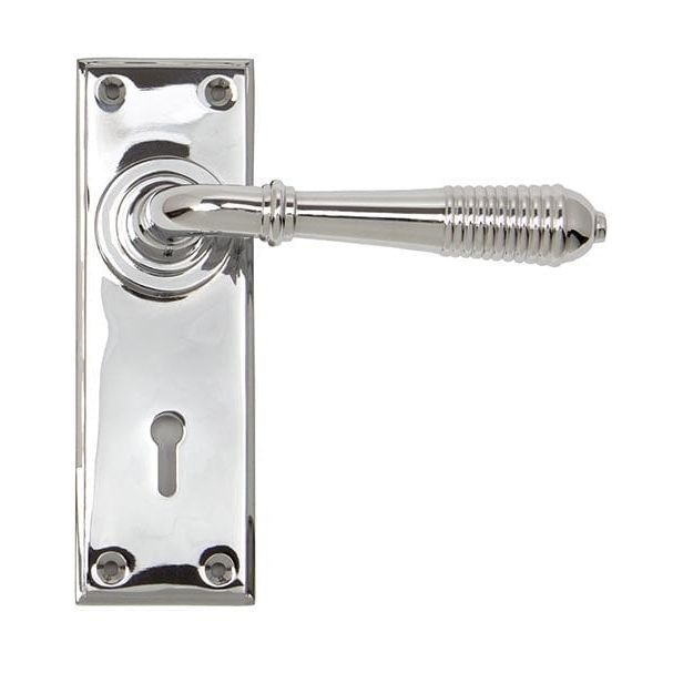 From The Anvil Handles Lock Polished Chrome Reeded Lever Lock Set