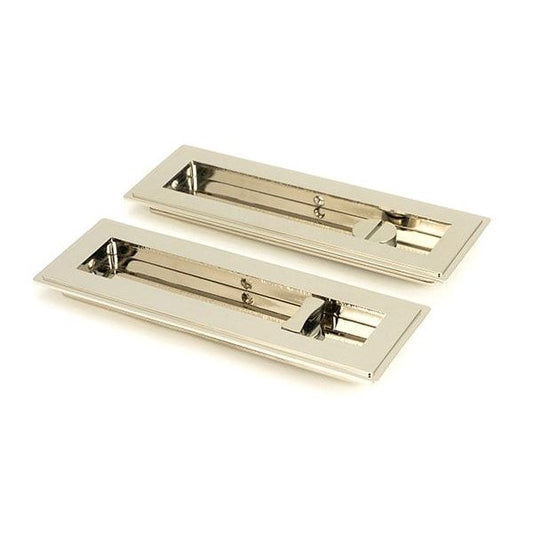 From The Anvil Flush Pull Handles 175mm Polished Nickel  Art Deco Rectangular Pull -Privacy Set