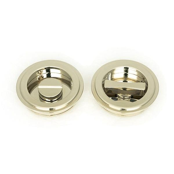From The Anvil Flush Pull Handles 60mm Polished Nickel  Art Deco Round Pull - Privacy Set