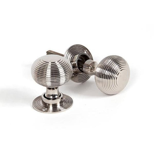From The Anvil Knobs Polished Nickel Polished Nickel Beehive Mortice/Rim Knob Set
