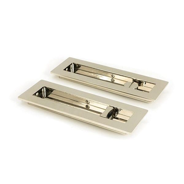 From The Anvil Flush Pull Handles 175mm Polished Nickel  Plain Rectangular Pull - Privacy Set