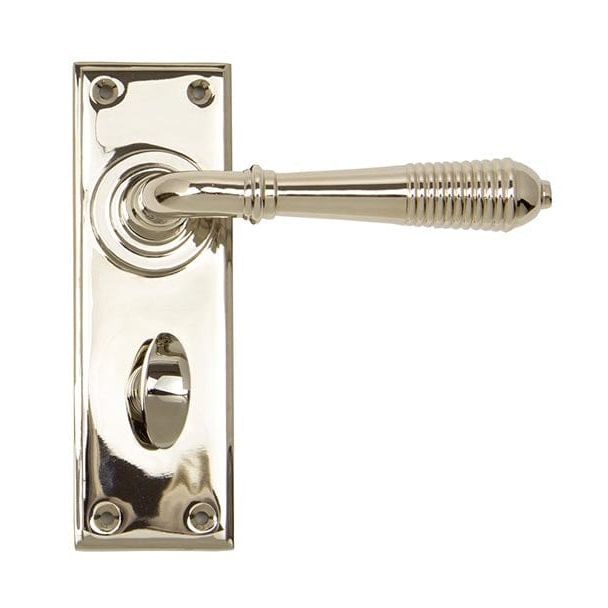 From The Anvil Handles Bathroom Polished Nickel Reeded Lever Lock Set
