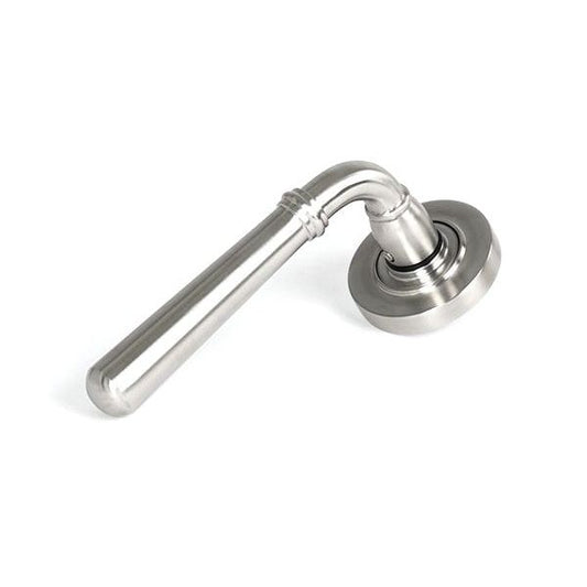 From The Anvil Handles Plain Satin Marine SS (316) Newbury Lever on Rose Set - Unsprung