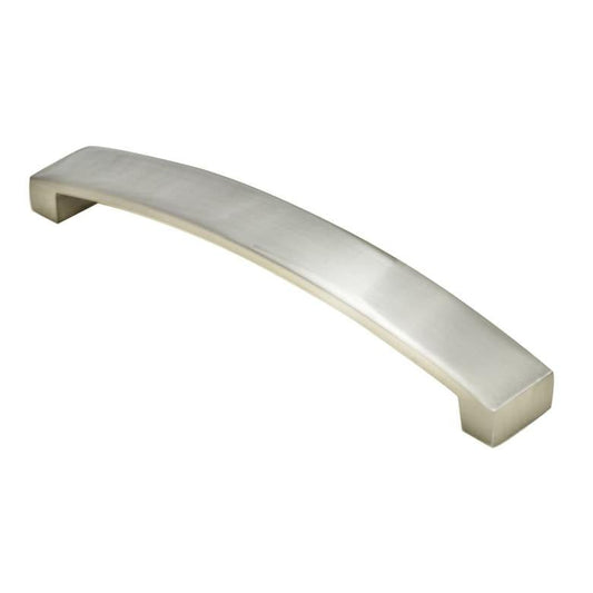 Carlisle Brass Curva Bow Handle in brushed nickel finish, featuring a curved design and squared ends for secure grip.