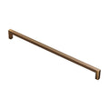 Carlisle Brass Block Handle in a brushed bronze finish, featuring a minimalist design with straight lines and square ends, suitable for cabinets or drawers.