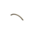 Carlisle Brass Bow Handle Range in a brushed nickel finish, featuring a smooth, curved design for easy grip. The handle is made of durable metal, suitable for cabinetry and furniture applications.