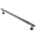 Carlisle Brass Lines Pull Handle Range in a brushed nickel finish, featuring a ribbed design for grip and two round base mounts for secure installation.