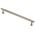 Carlisle Brass Lines Pull Handle Range in brushed nickel finish, featuring a ribbed design with two round bases for mounting.