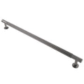 Carlisle Brass Lines Pull Handle Range in brushed stainless steel, featuring a long, ribbed design and round mounting bases for installation.