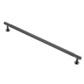 Carlisle Brass Lines Pull Handle Range in a brushed chrome finish, featuring a long ridged design and mounted on two round bases, suitable for cabinet or door applications.