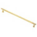 Carlisle Brass Lines Pull Handle Range in a polished gold finish, featuring a ribbed texture and two end mounts.