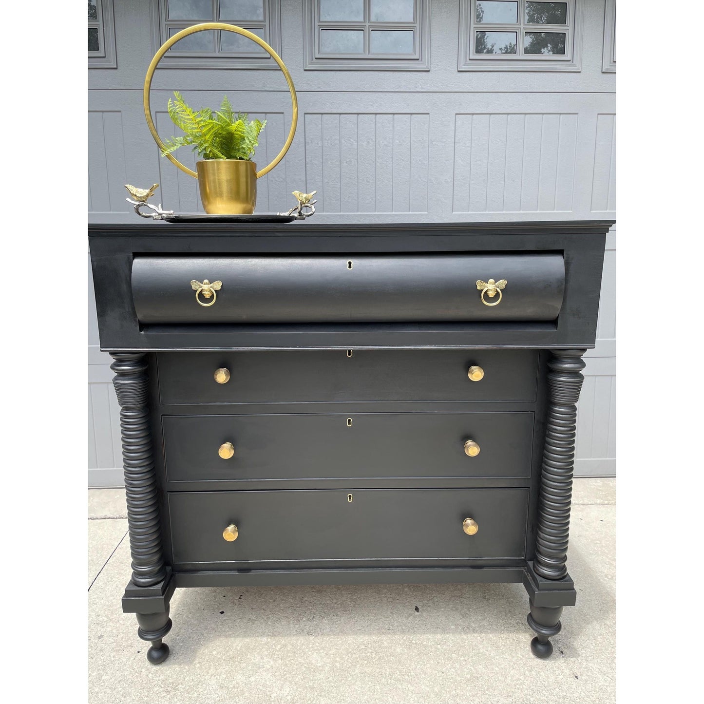 Brass Bee Ring Pull Cabinet Handle - Brass Finish - Brass bee