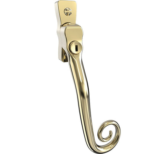 Mila Heritage Monkey Tail Casement Handle Gold Left Hand Love Handles uk