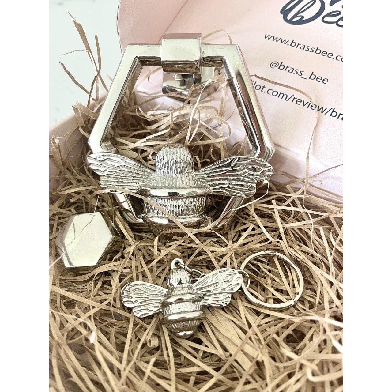 Brass bee Bumblebee Keyring | Double Sided - Brass bee