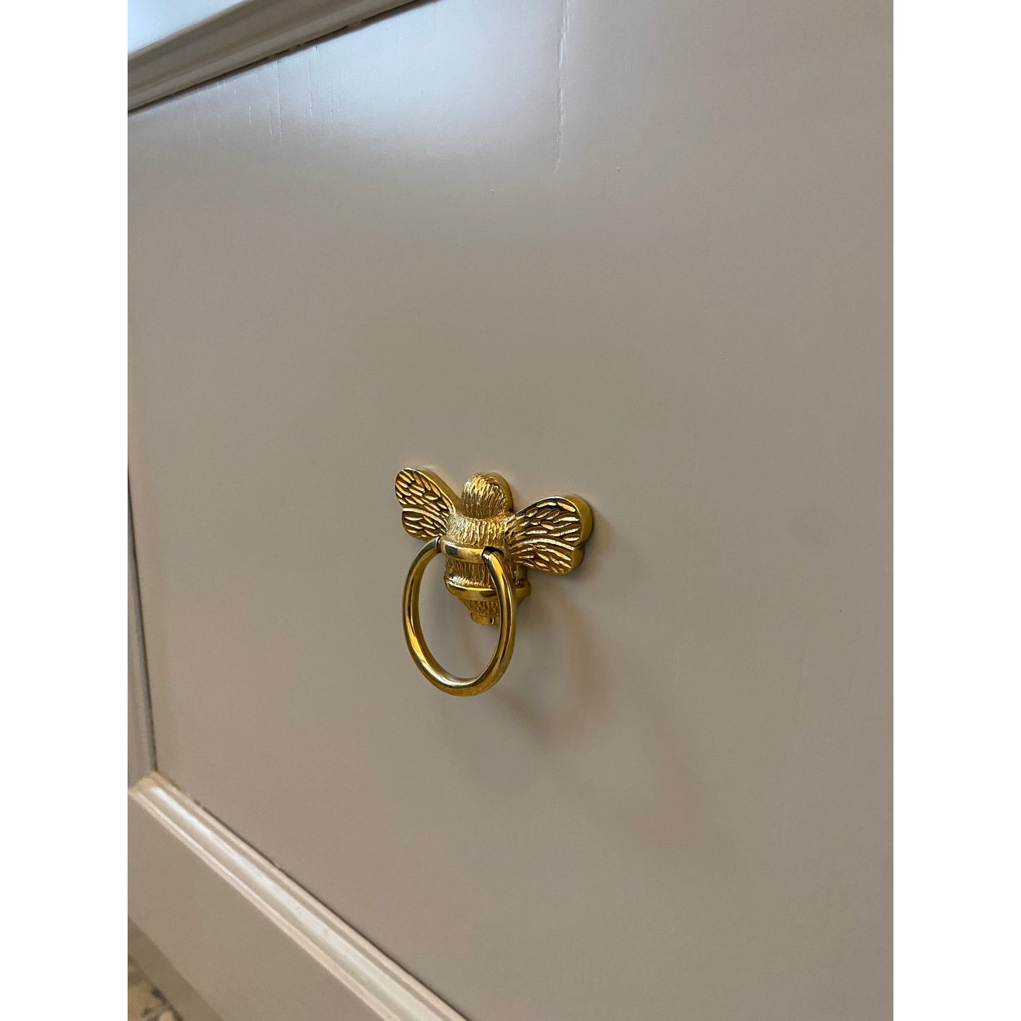 Brass Bee Ring Pull Cabinet Handle - Brass Finish - Brass bee