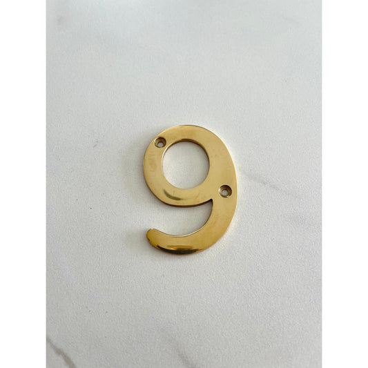 Brass bee 0-9 Screw Fixing Numerals in Brass Finish - Brass bee