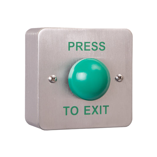 SS Steel Plate with Green Dome Steel Button and Kobo Back Box - "Press to Exit"