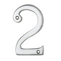 Carlisle Brass Numeral Face Fix (No.2) 76Mm in polished chrome, featuring a decorative number '2' with rounded edges and two mounting holes for easy installation.