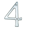 Carlisle Brass Numeral Face Fix (No.4) in a brushed stainless steel finish, measuring 76 mm, featuring a modern design with visible mounting holes for easy attachment.