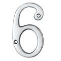 Carlisle Brass Numeral Face Fix (No 6 Or 9) in polished stainless steel, featuring a smooth finish and a fluid design, intended for displaying the number 6 or 9. The numeral has two mounting holes for installation.
