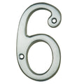 Carlisle Brass Numeral Face Fix (No 6 Or 9) in a brushed stainless steel finish, measuring 76mm, featuring an elegant numeral '6' with two mounting holes for easy installation.