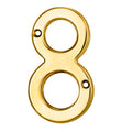 Carlisle Brass Numeral Face Fix (No.8) 76Mm in polished gold finish, featuring a sleek design with two circular openings and mounting holes for easy installation.