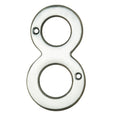 Carlisle Brass Numeral Face Fix (No.8) 76Mm in brushed stainless steel, featuring a circular design with two openings for mounting, suitable for door or wall applications.