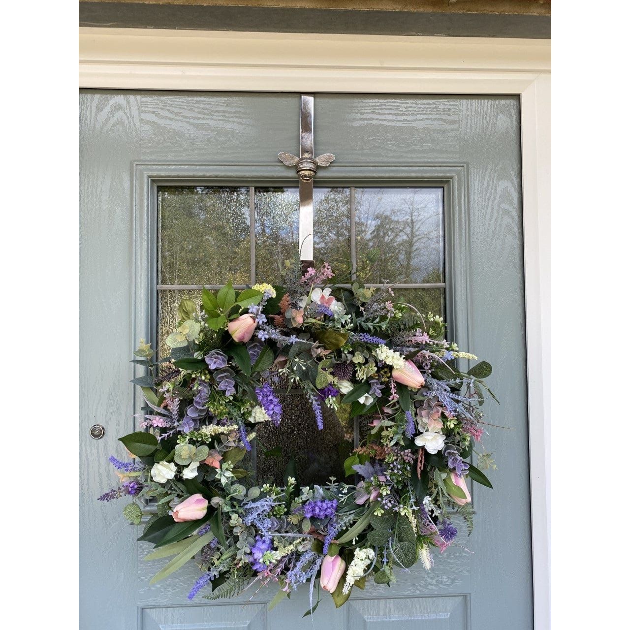 Brass bee Wreath Hanger - Chrome Finish - Brass bee