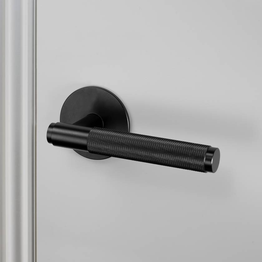 Door Handle Set Cross Sprung Black