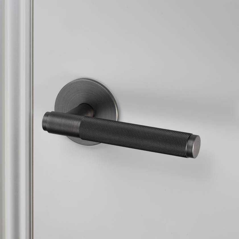 Door Handle Set Cross Sprung Smoked Bronze