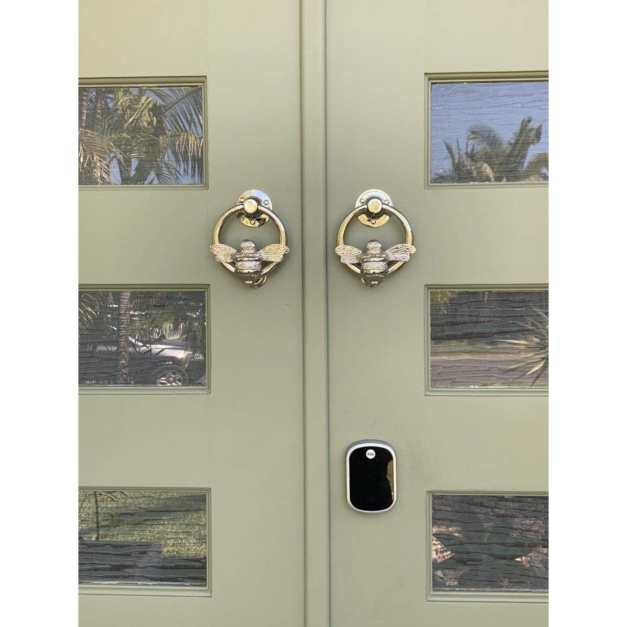 Brass Bumble Bee Ring Door Knocker - Nickel Finish - Brass bee