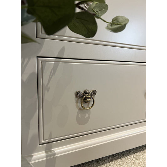 Brass Bee Ring Pull Cabinet Handle - Heritage Finish - Brass bee
