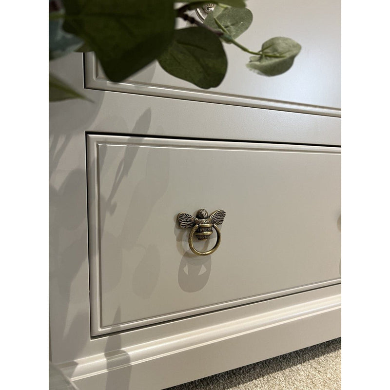 Brass Bee Ring Pull Cabinet Handle - Heritage Finish - Brass bee