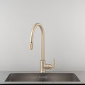 UK Kitchen Tap / Pull-Out Mixer / Linear Blond Brass