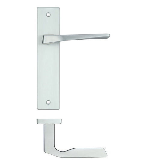 Zoo Hardware Lyra Lever Latch On Backplate measuring 190x42mm, featuring a sleek, modern stainless steel finish with a simple lever design.