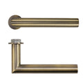Lugano Lever on 32mm Round Mini Rose Antique Brass Love Handles uk