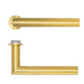 Lugano Lever on 32mm Round Mini Rose PVD Satin Brass Love Handles uk