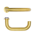 Maggiore Lever on 32mm Round Mini Rose PVD Satin Brass Love Handles uk