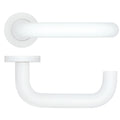 Maggiore Lever on Round Rose Powder Coat White Love Handles uk