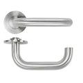 Maggiore Lever on 4mm Round Slim Sprung Rose Satin Stainless Love Handles uk