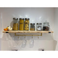 Satin Brass Hook Rail with 3 Brass Hooks - Solid Brass